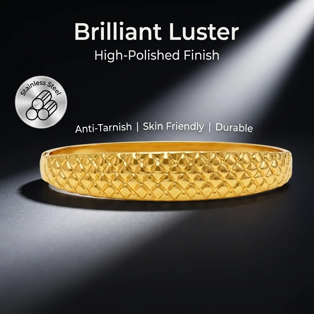 French minimalist gold and silver tone quilted bracelet, elegant diamond patterned bracelet women's niche high-end daily jewelry