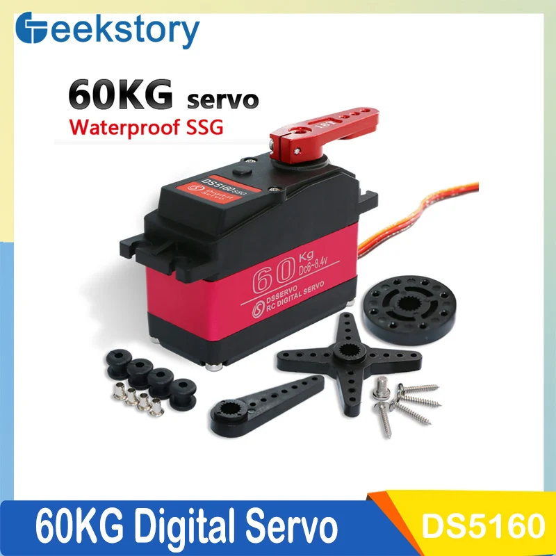 

60kg DS5160 Digital Servo 180/270 Degree And High Torque Metal Gear Waterproof Servo With 18T Servo Arm For RC Robot Car