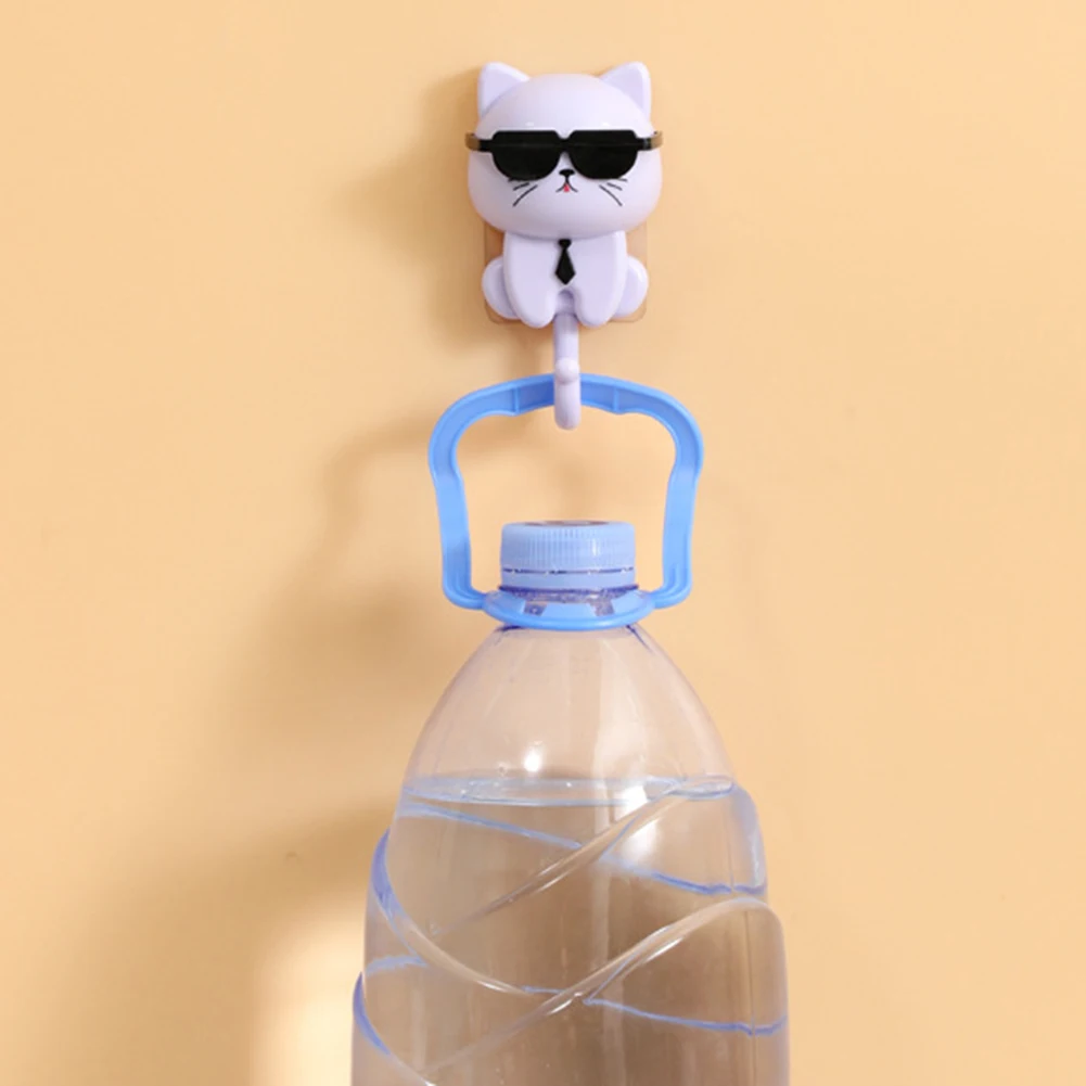 Gancho de gato de dibujos animados creativo, llavero adhesivo de gato bonito, colgador de llaves de gato para llaves, bolsa, bufanda, sombrero, toalla, decoración colgante
