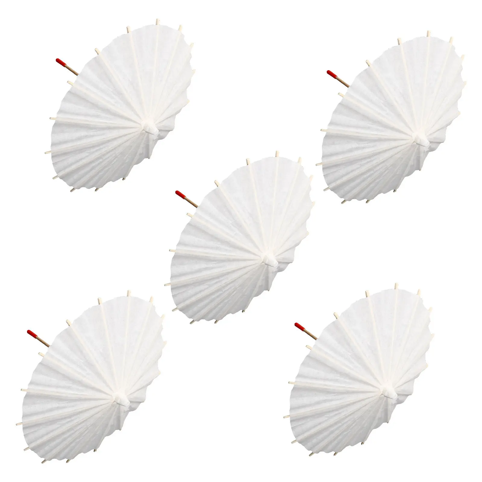 

5Pcs White Paper Umbrella for DIY Painting Blank Oil Paper Parasol Smooth Surface Light Portable for Bridal Photoshoot Wedding