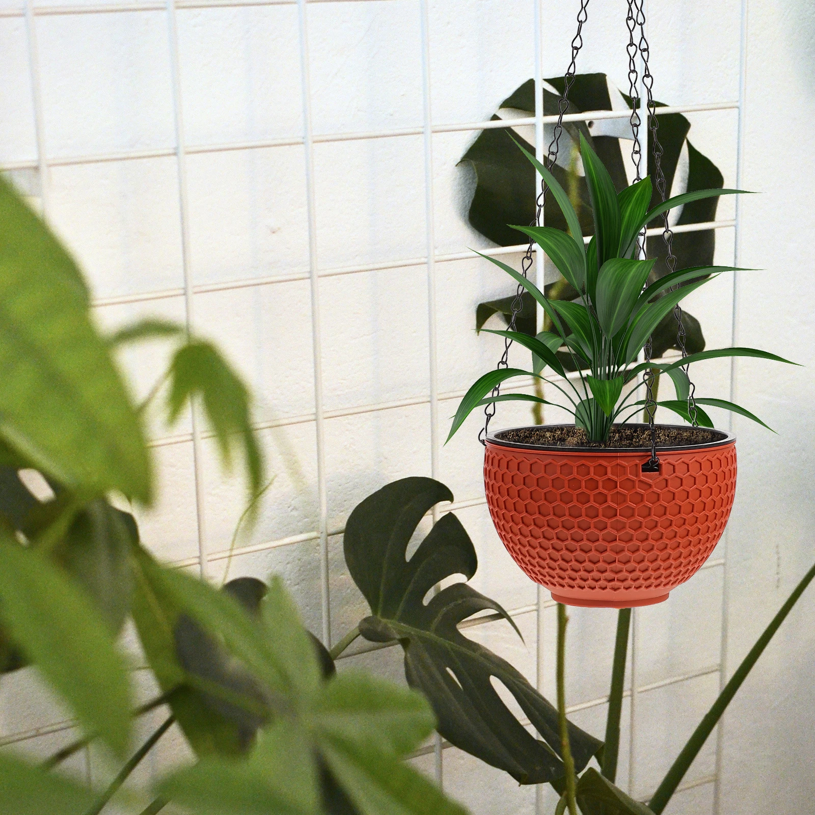 

2Pcs Plastic Flowerpot Hanging Basket Garden Planter Red Durable SpaceSaving Balcony Decor Plant Pot