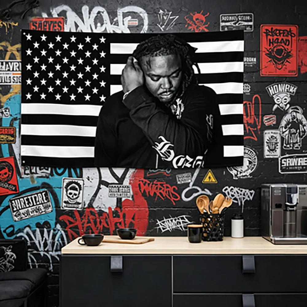LUCKI Rapper American Flag Tapestry Durable Banner for Man Cave Dorm Outdoor Easy Display Gift for Music Lovers