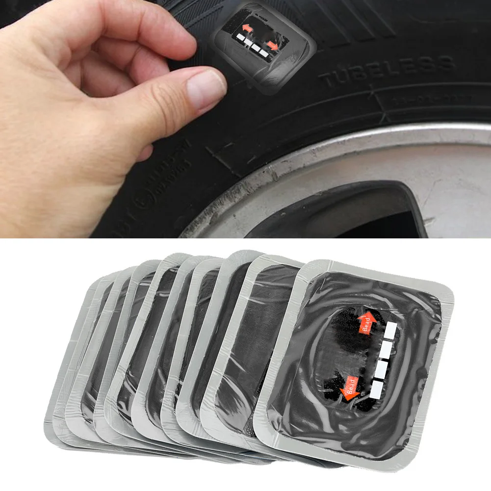 10pcs Rubber Tire Repair Patch 80*120mm Wear Resistant Car Tyre Patch Portable Puncture Repair Patch