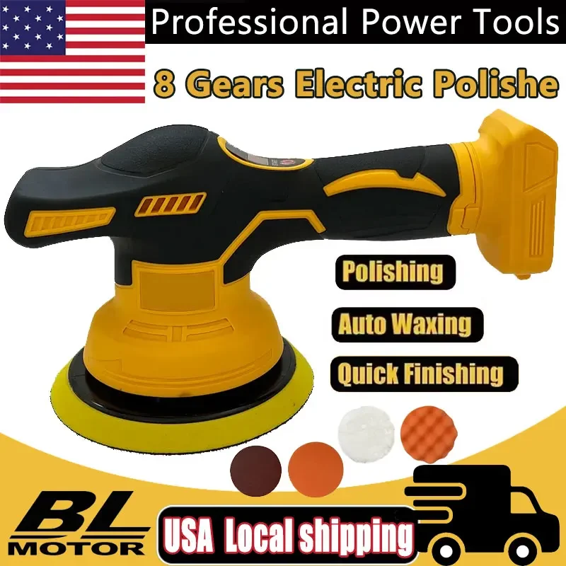 

8 Gears Digital Display Cordless Car Polisher Electric Polisher Auto Car Waxing Polishing Machine Fit Dewalt 18V Battery