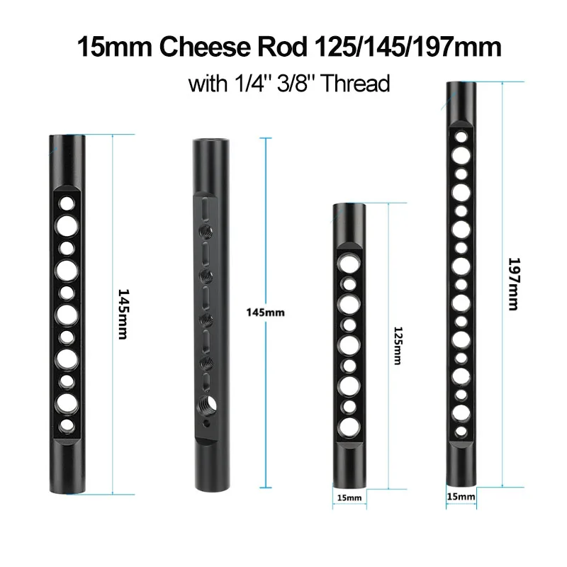 CAMVATE Aluminum 15mm Cheese Rods 145mm with 1/4" 3/8" threa