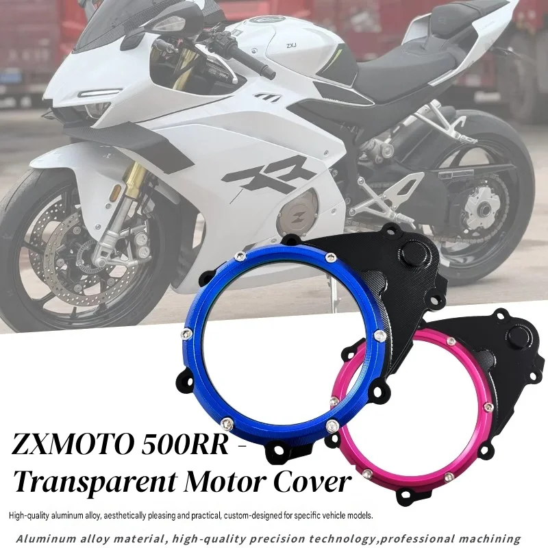 FOR ZHANGXUE 500RR CNC Aluminum Clear Clutch Side Cover Visible PC Clutch Protector Hollow Front Crankcase Cover for Motorcycle