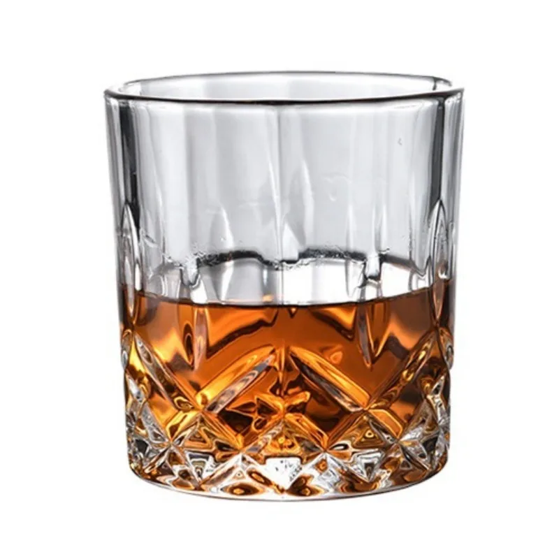 6pcs/4pcs/2pcs/1pcs Whiskey Cup Crystal Glass 230ml Wine Cup Transparent Drinkware for Bar/Home Spirit Cups Embossed Water Cup