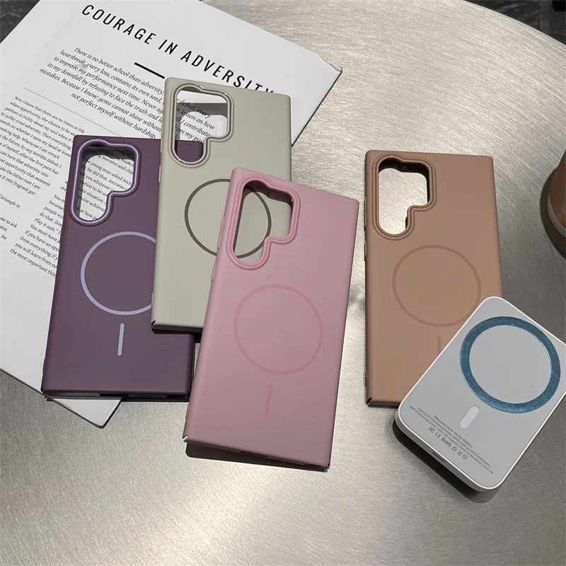 

Ultra Thin Matte Magsafe Phone Case for Samsung Galaxy S25 S24 S23 Ultra Plus Contrast Color Lens Shockproof Magnetic PC Cover