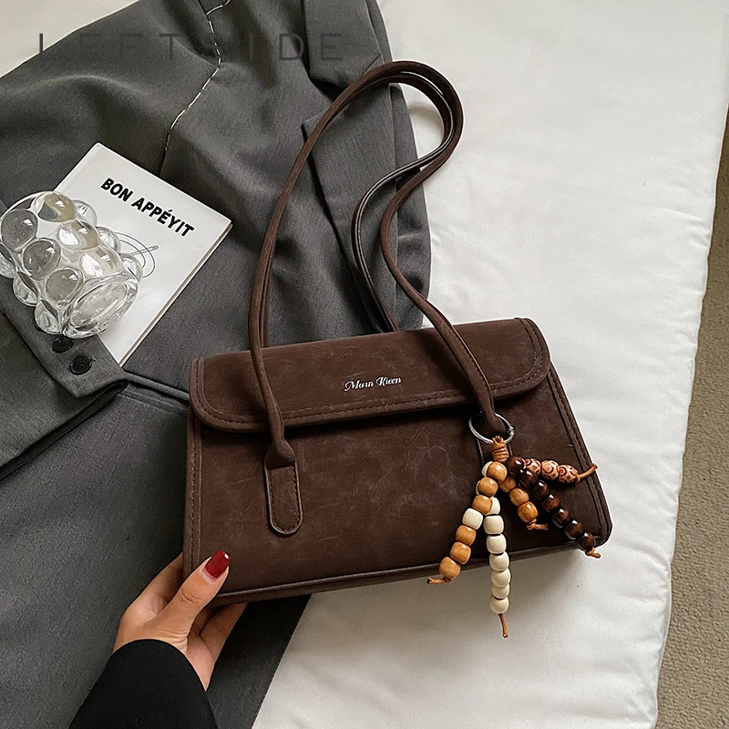 

LEFTSIDE Small PU Leather Shoulder Bags for Women Hand Bag 2025 Winter Luxury Designer Trend Solid Color Purses and Handbags