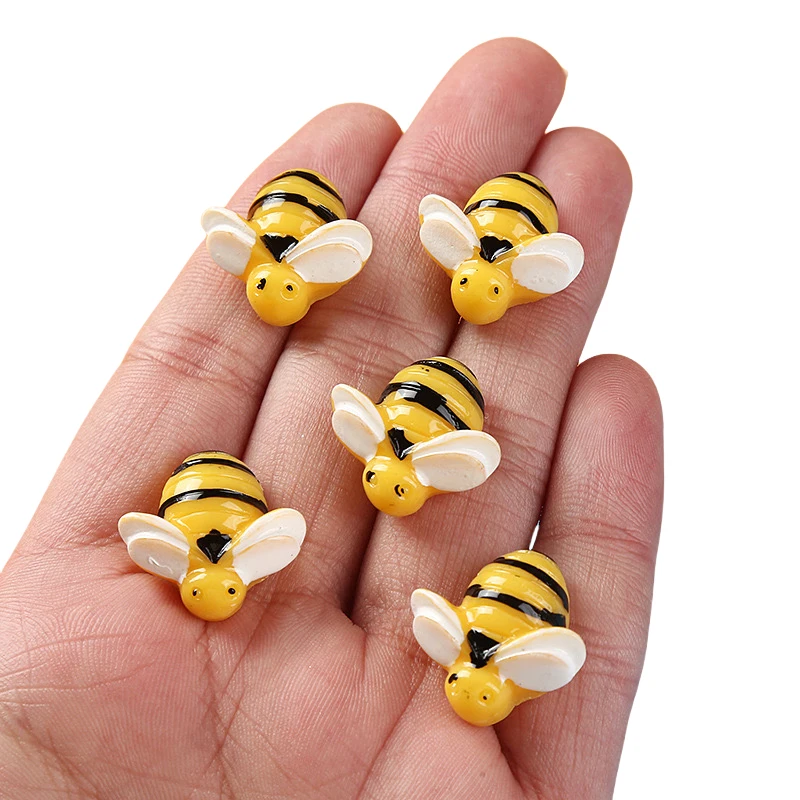 5/10pcs Baby Bumble Bee Miniatures - Resin Flatback Charms Cabochons for Slime or Home Decoden - DIY Mini Fairy Garden Animals