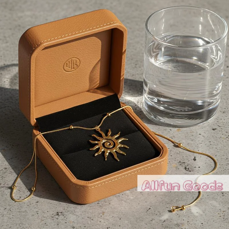[T5]Gold Plated Bohemian Spiral Sun Jewelry Set Tarnish Resistant Necklace Earrings for Women Outdoor Activity Wear