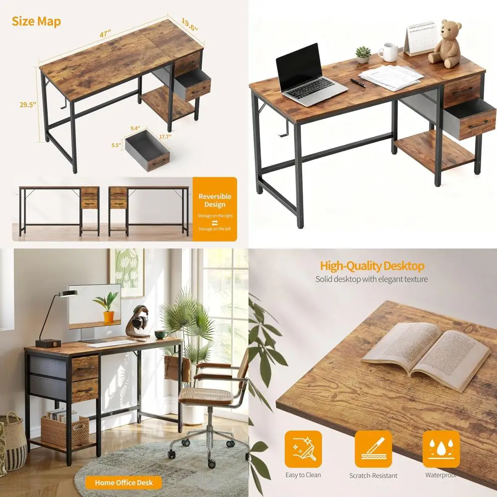 

Vintage Brown 47 Compact Desk for Home Office, Study, and Writing