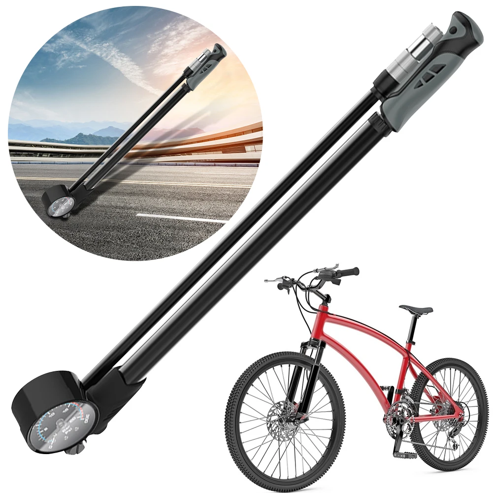 300PSI High Pressure Bike Air Shock Pump Bike Pump with Button Bike Front Fork Shock Pump Compatible with Presta Schrader Valve