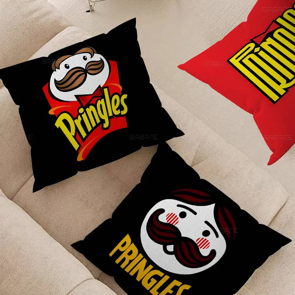 P-Pringles Chip Personalized Pillow Dust Cover Bedroom Kids Party Decoration Pillowcase Birthday Children Gift