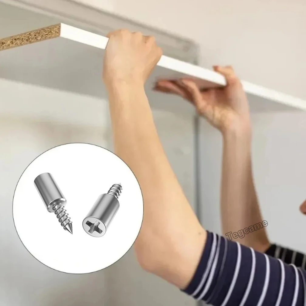 50/20/10PCS Self-tapping Screws Cabinet Bracket Laminate Support Glass Studs Pegs Nonslip Partition Nail for Wooden Wardrobes