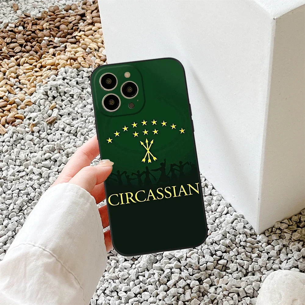 For IPhone 15 Pro Adygea Circassian Flag Phone Case for IPhone 15 14 13 12 Pro XR XS MAX Iphone Black Covers