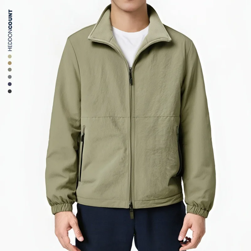 Autumn Winter New Fashion Men's Solid Color Simple Basic Casual Trendy Daily Stand Collar Long Sleeve Camping Jackets Male Coats