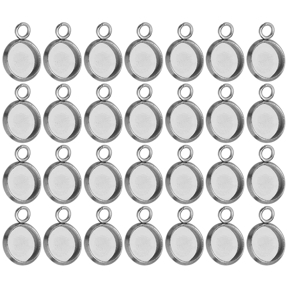 

50 Pcs Time Bottom Holder Stainless Steel Blank Pendants Durable Trays Jewelry Bases Bezel Accessories Round DIY Making