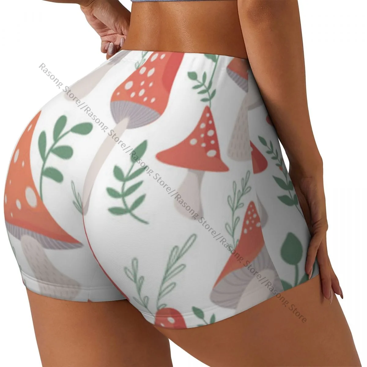 

Женские шорты для йоги, милые красные шорты с грибами, скребок, подтяжка ягодиц, комфортный фитнес-зал