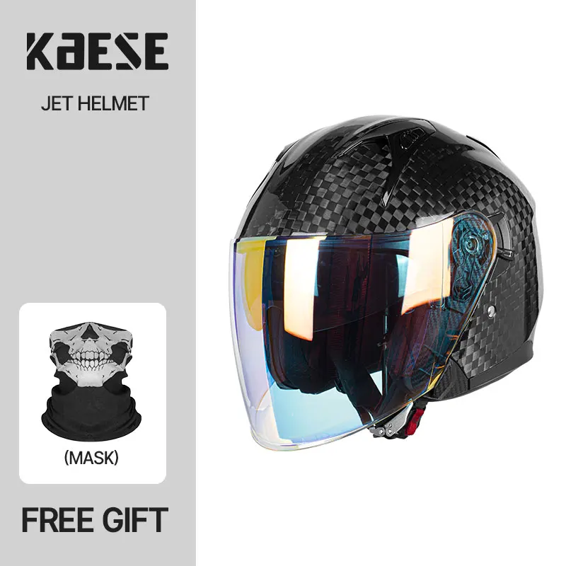 

Professional 12K Carbon Fiber 3/4 Motorcycle Helmet with Reinforced Shell Multi-Directional Impact Protection for Man Woman