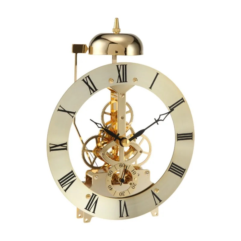 Metal Creative Bell Perspective Quartz Clock Clock Accessories, Skeleton, Gear