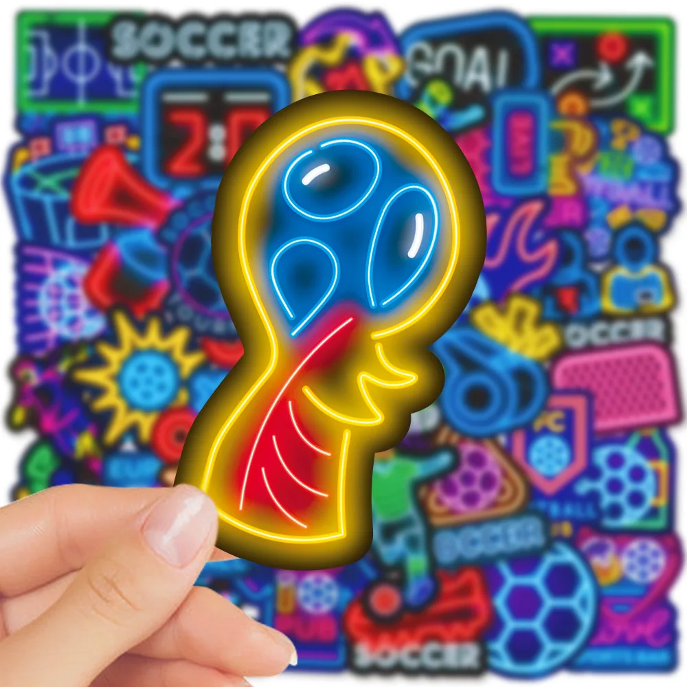 50PCS Neon Football Cheer Soccer Game Cartoon Sticker DIY Laptop Luggage Skateboard Graffiti Decals Fun for Kids Toys