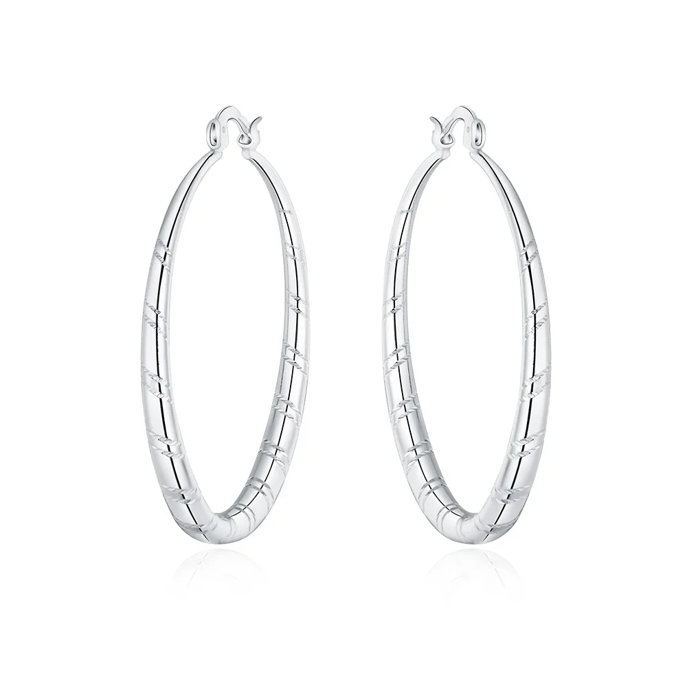 3/4/5/6 cm große Kreolen aus 925er Sterlingsilber, hochwertiger Modeschmuck, Weihnachtsgeschenk, Hochzeitsohrringe für Frauen – Detail 2