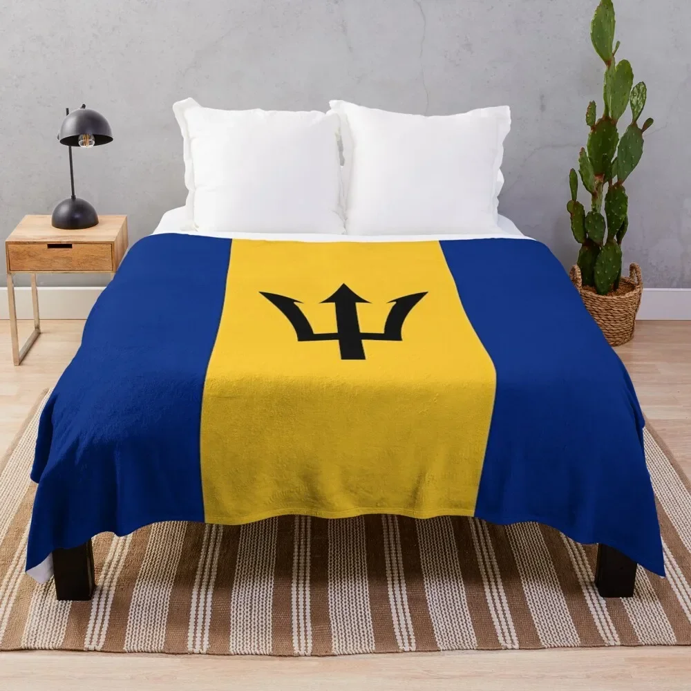 

Barbados flag Throw Blanket Furrys Plush Blankets