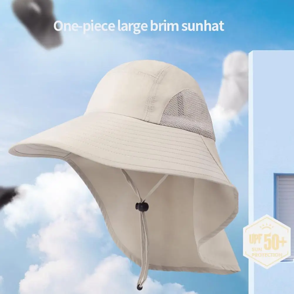 Sun Hat Wide Brim With Neck Flap For Men Women Adjustable Outdoor Sun Protection Safari Cap Hiking Fishing Sunscreen Hat