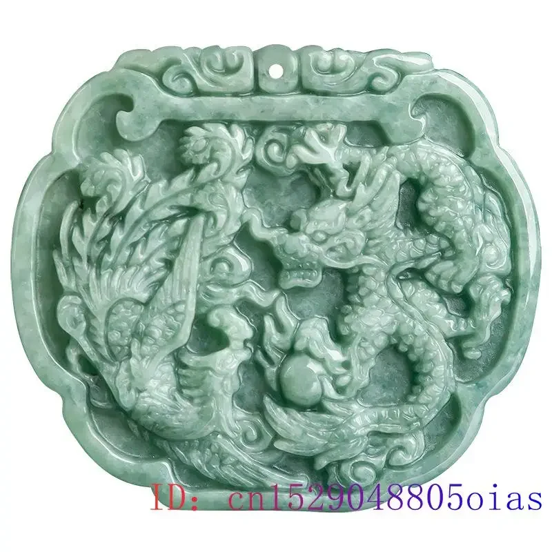 Burmese Jade Dragon Phoenix Pendant Luxury Amulet Pendants Natural Necklace Fashion Jewelry Designer Emerald Charms Man Jadeite