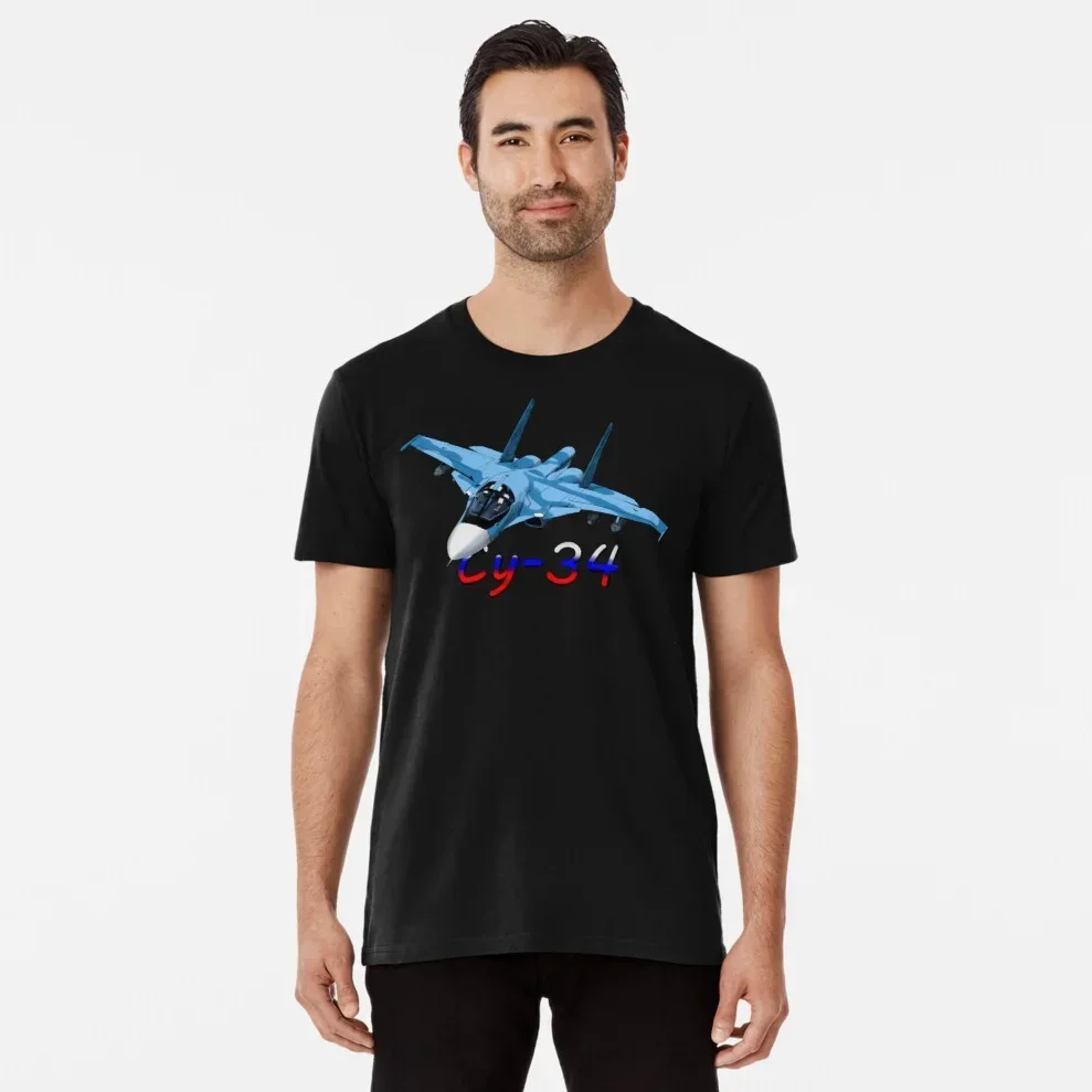 

Russian Sukhoi SU-34 Fighter-bomber Strike Aircraft T Shirt. New 100% Cotton Short Sleeve O-Neck Casual Mens T-shirts Size S-3XL