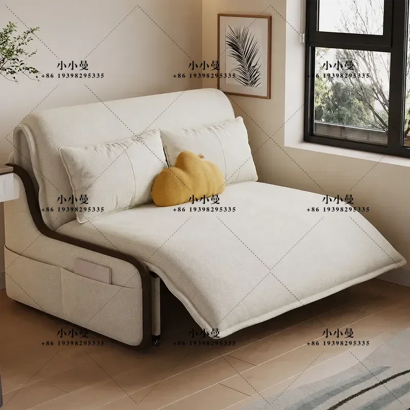 Smart Electric Sofa Bed Multifunctional Telescopic Cotton Linen Couch for Small Bedroom Living Room Balcony Study Space