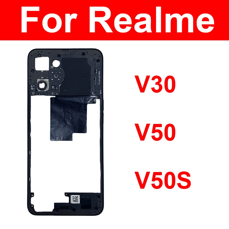 

Средняя рамка корпуса для Realme V30 V50 V50S, держатель средней рамки с боковыми кнопками, клавишами, детали крышки камеры