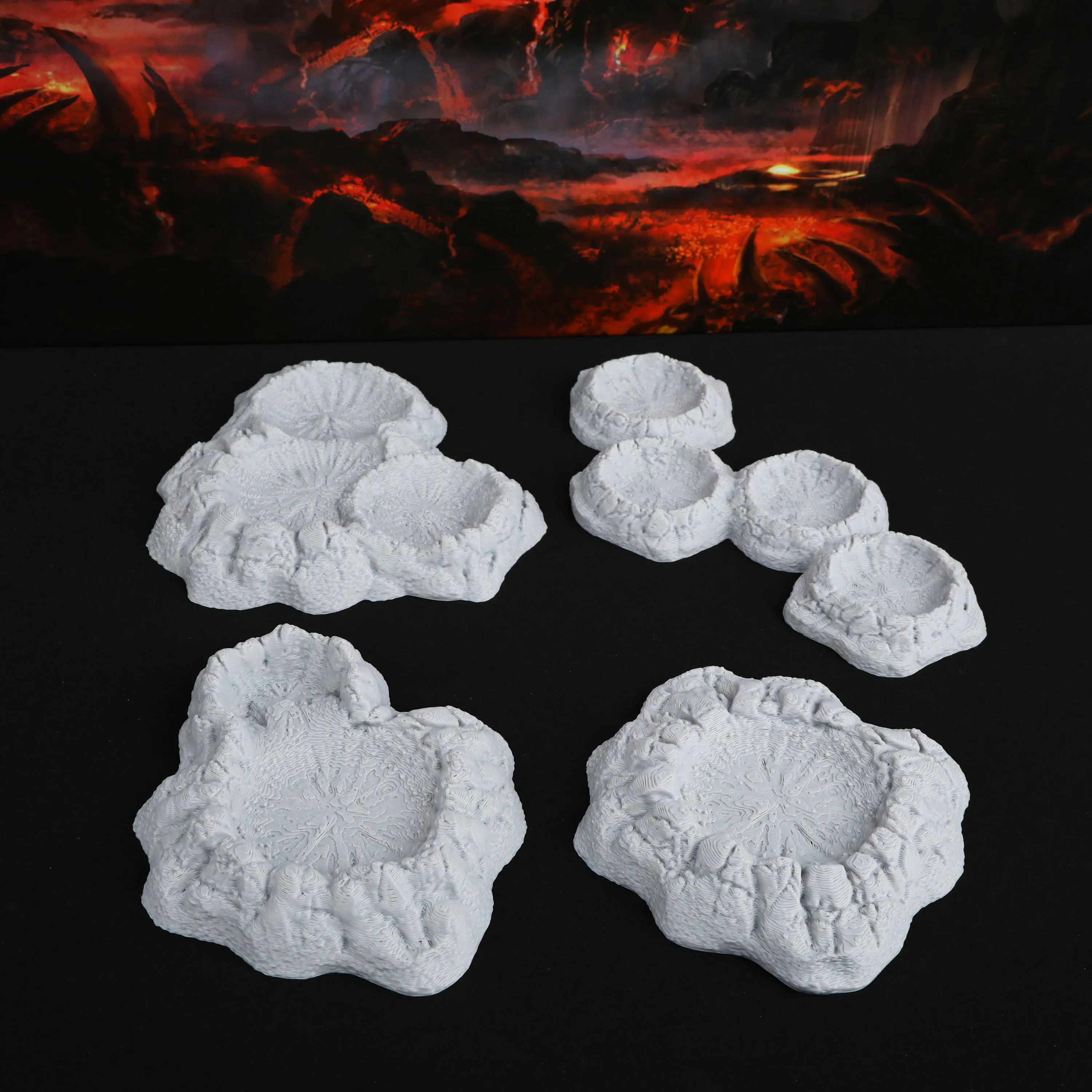 Sci-Fi Battlefield Crater Terrain Bundle – Lunar Blast Craters for Interstellar Role Playing Tabletop Games, Building Accessory