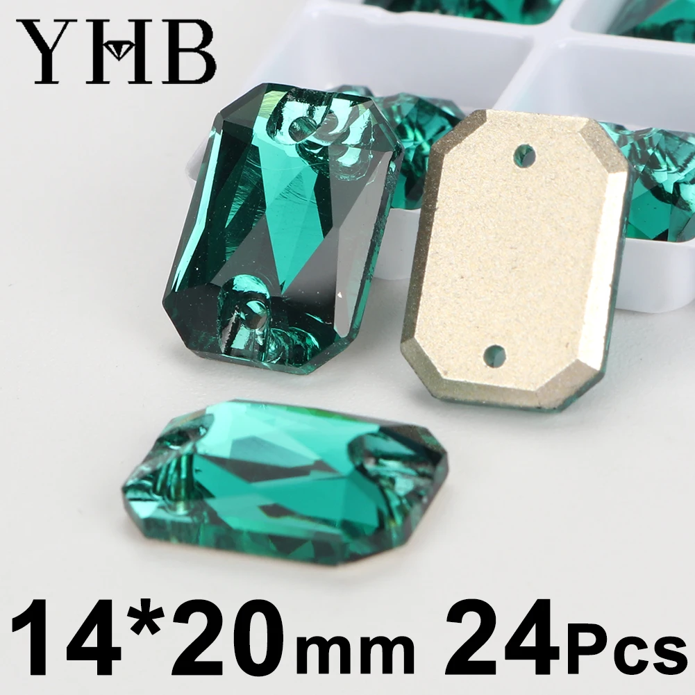 Картина 5: YHB T205 Emerald Rolivi Navette Drop Glass Crystal AB Швейные камни Flatback Пришитые стразы для одежды Сумки для одежды