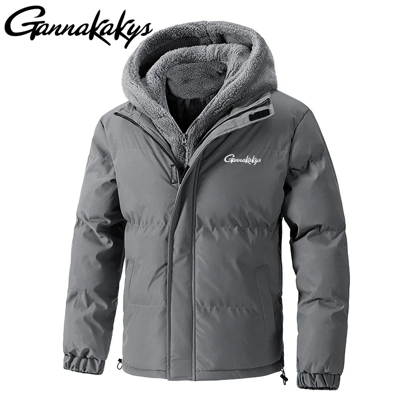 2024 Winter Men's Fishing Jacket, Outdoor Sports Warm Jacket, Outdoor Down Jacket, Fashionable Hooded Jacket, Cotton Jacket