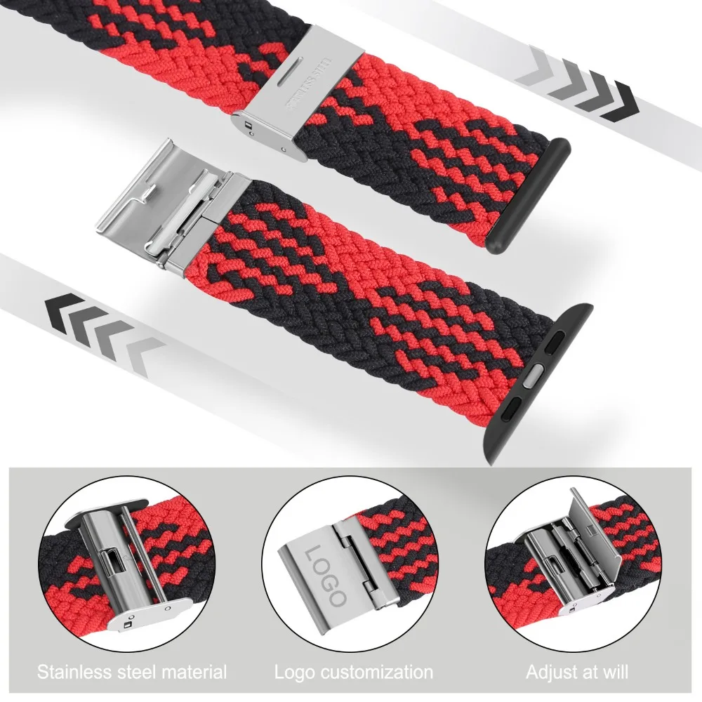 Плетеный нейлоновый ремешок для Apple Watch Band 45 мм 41 мм 44 мм 40 мм 49 мм 42 38 мм Браслет для iWatch Series 11 10 Ultra 9 8 7 6 5 3 SE