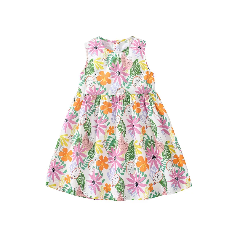 

Wind Girl's Sleeveless Cotton Princess Dress for Summer