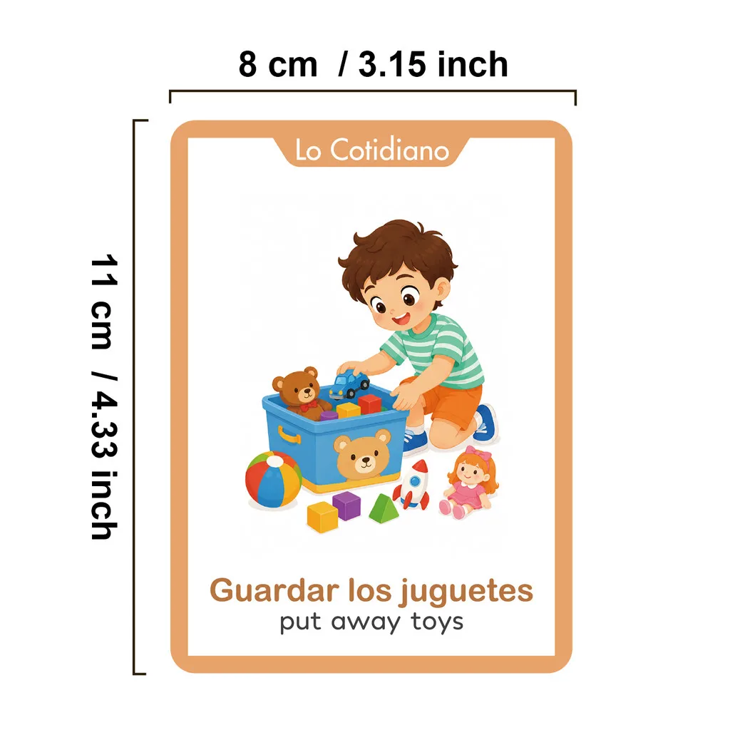 Bilingual Spanish & English My Day Educational Cards for Kids Learning Daily Life Routine Vocabulary Flashcards Memory Games