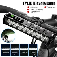 Luz Delantera para Bicicleta 8/17 LED 25500 Lúmenes, Luz para Bicicleta 10000 mAh, Linterna Impermeable con Carga USB, Accesorios para Lámpara de Ciclismo de Carretera y MTB