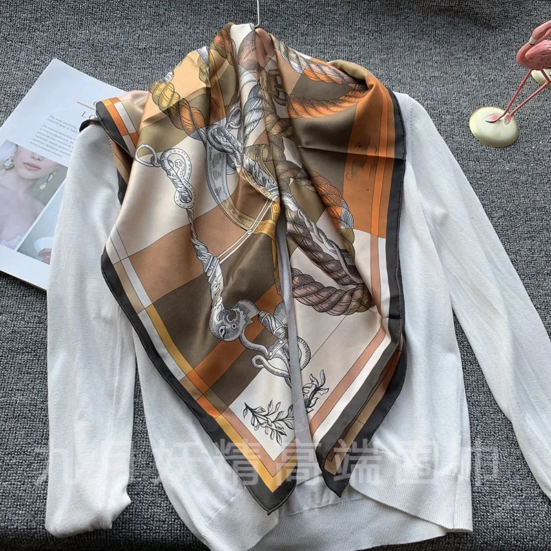 

Silk Scarf Woman Natural Mulberry Branded Things Bandana Foulards Korean Unisex Square Scarves Hijab