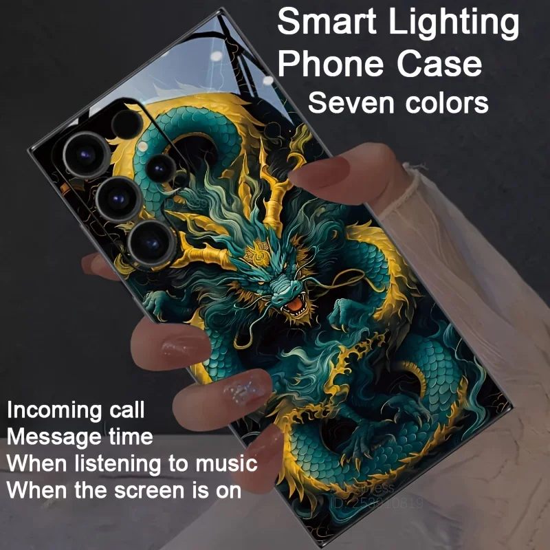 Green Dragon Circles Led Light Phone Cover For Xiaomi Poco X6 X7 F5 F6 F7 X5 Pro Mi 11T 13T 12T 14T Pro Shockproof Shine Case
