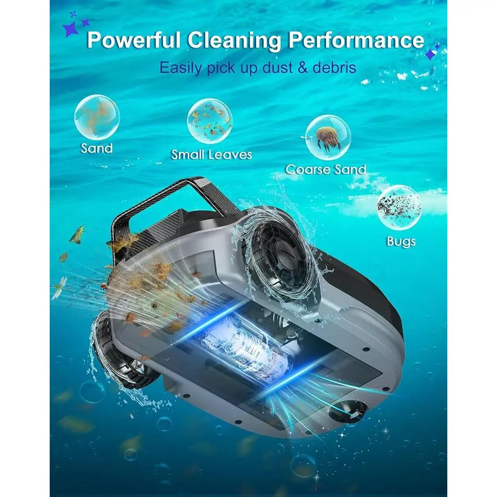 무선 로봇식 풀 청소기 충전식 진공 자동 지상 위 지상 수영장 스마트 흡입으로 잔해물 제거