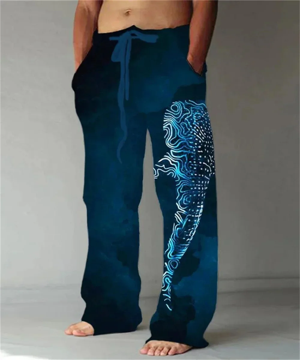 Europe And The United States Cross-Border 2025 Spring And Autumn New Men's Casual Pants 3D Digital Printing Wild Straight Pants