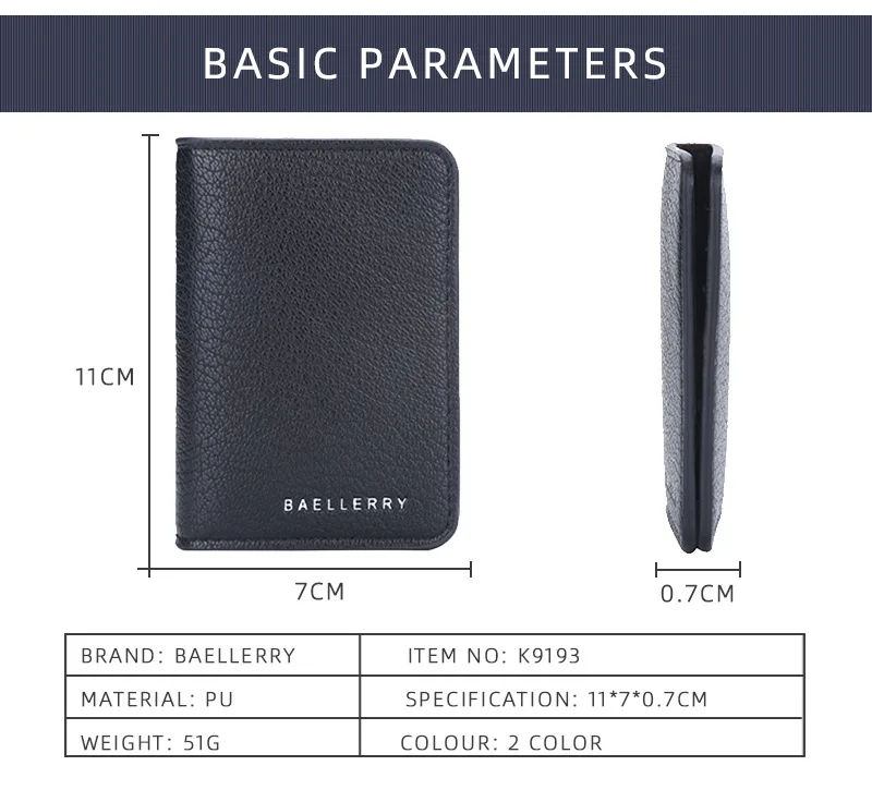 Baellerry Slim Compact Luxury Brand Wallet Men Soft Leather Credit Card Holders Wallet for Men Small ID Card Case Cardholder