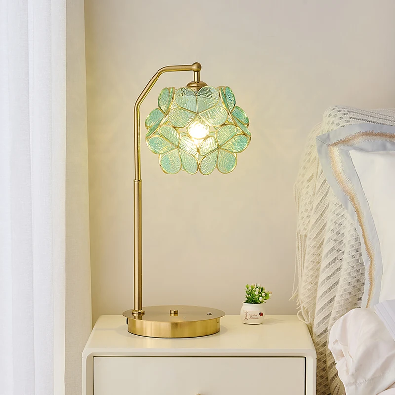 Ręcznie robiona szklana lampa stołowa do salonu, sypialni, lampka nocna