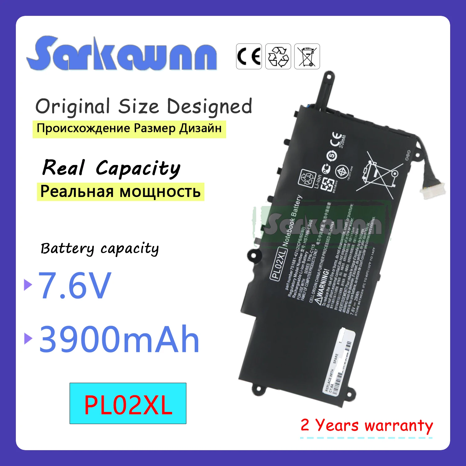 Batería para portátil SARKAWNN PL02XL PARA HP Pavilion 11-n000snx 11-N014TU 11-N030TU 11 X360 Series 11-n010dx