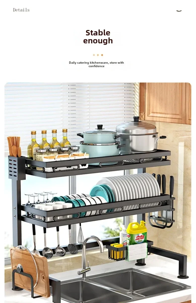 Cozinha Metal Dish Rack, pia De Secagem, placa De Armazenamento, dreno