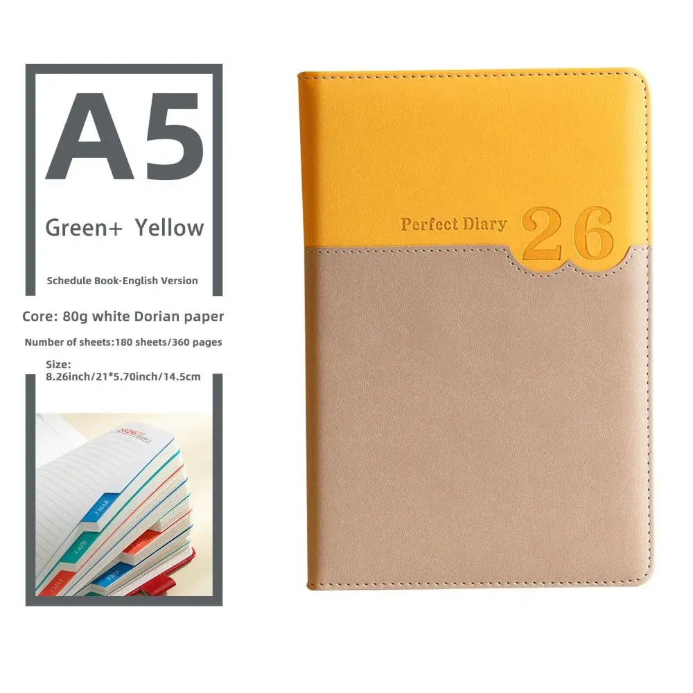 365 Days 2026 Schedule Planner Notepad English Thick Paper To-do List Notebook Wear-resistant Efficiency Office Work Planner