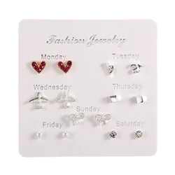 New Simple Cute Exquisite Mini Earrings S925 Silver Needle Stud Earrings Set for Women Girls Jewelry Gift Wholesale